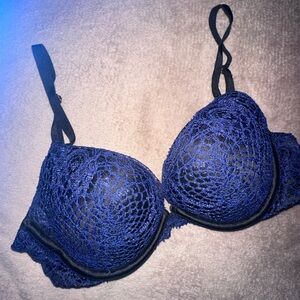 Victoria Secret 32C PUSH UP Lace Blue Bra